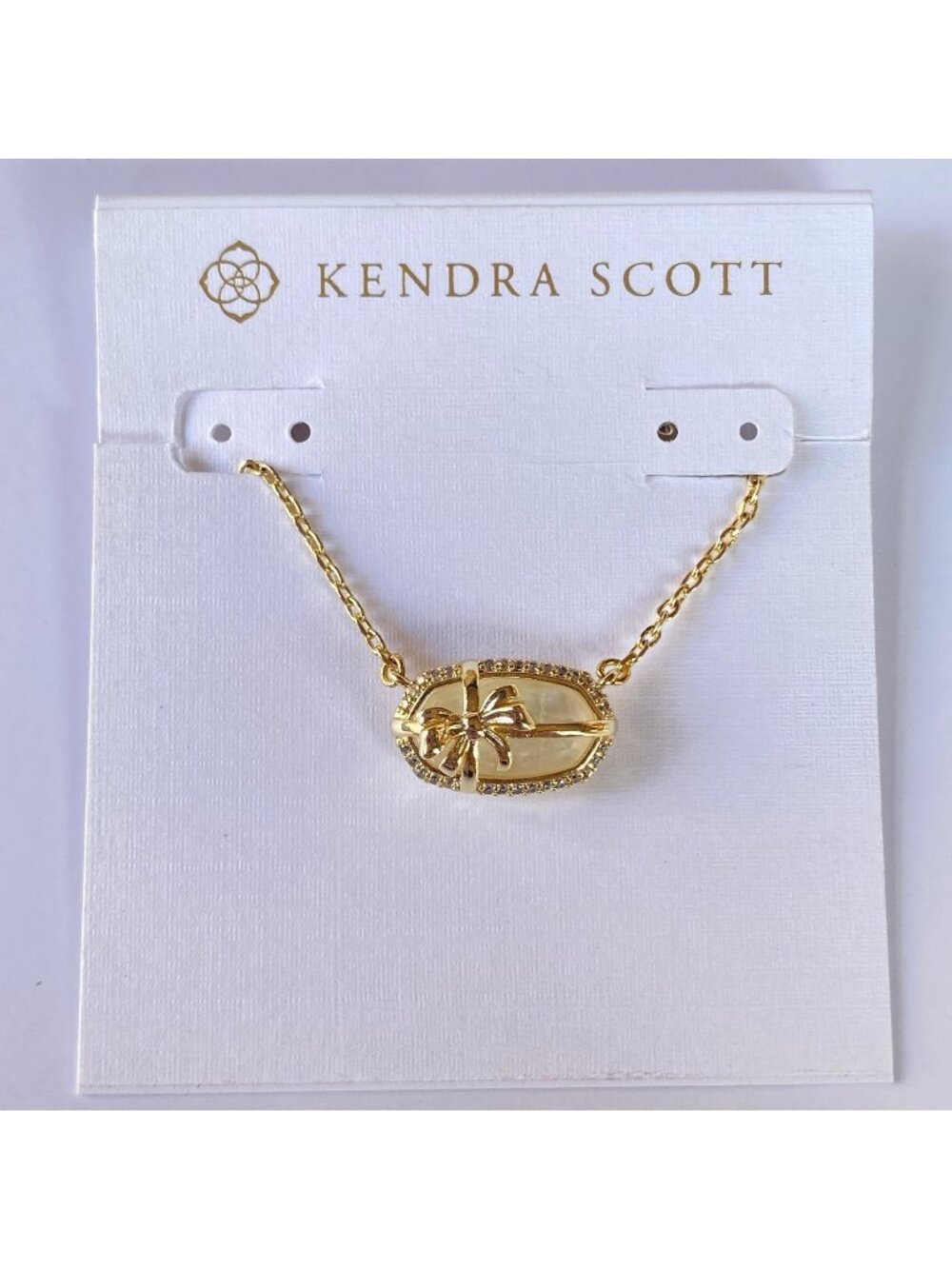 Kendra Scott Elisa Bow Gold Short Pendant Women’s Necklace White
